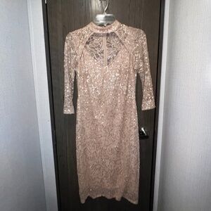 Marina Nude Sequin Lace Dress 6 – Elegant Cocktail/Wedding Guest